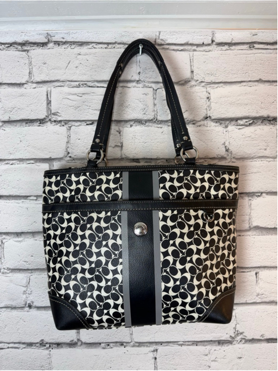 Coach Handbags - Women's Coach Chelsea Heritage Black and White Signature C Tote Bag